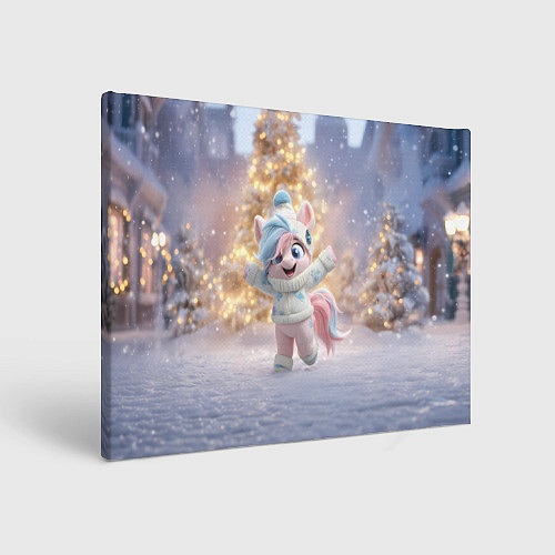 Картина прямоугольная Маленькая лошадка встречает Новый год / 3D-принт – фото 1