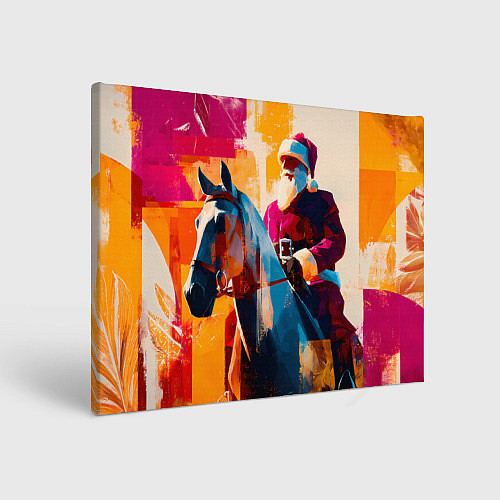 Картина прямоугольная Дед Мороз на коне / 3D-принт – фото 1