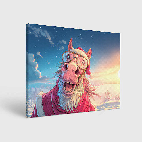 Картина прямоугольная Радостный новогодний конь / 3D-принт – фото 1