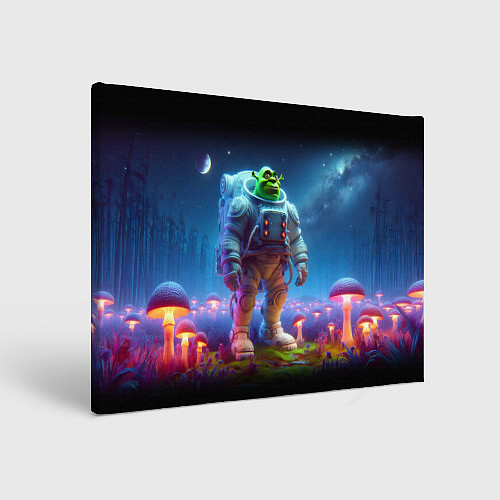 Картина прямоугольная Шрек бравый космонавт - неоновое свечение / 3D-принт – фото 1