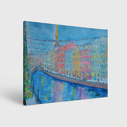 Картина прямоугольная Новогодний рисованный Санкт-Петербург / 3D-принт – фото 1