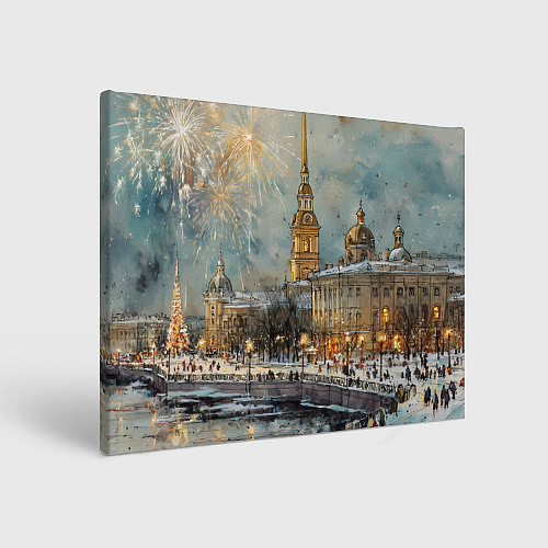 Картина прямоугольная Новогодний салют в Питере / 3D-принт – фото 1