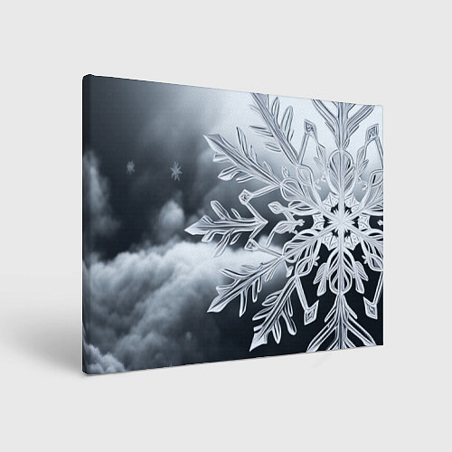 Картина прямоугольная Снежинка на черно белое / 3D-принт – фото 1