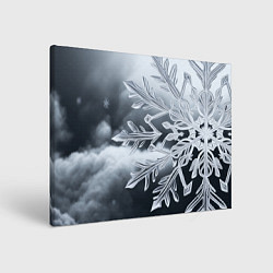 Картина прямоугольная Снежинка на черно белое