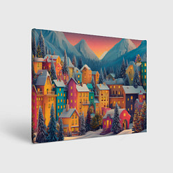 Картина прямоугольная Новогодний город в горах