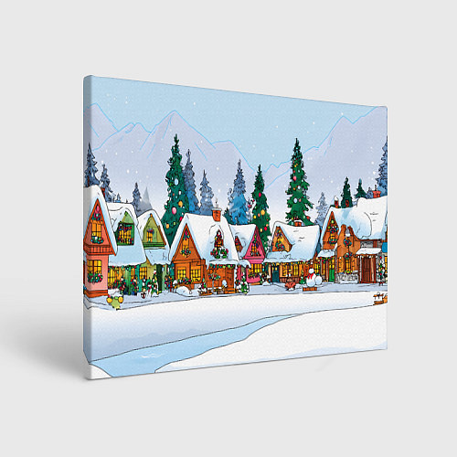 Картина прямоугольная Новогодник дворик / 3D-принт – фото 1