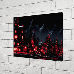 Холст прямоугольный Новогодняя ночь и красные гирлянды, цвет: 3D-принт — фото 2
