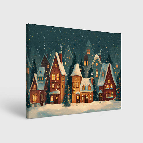 Картина прямоугольная Сказочный Новогодний городок / 3D-принт – фото 1