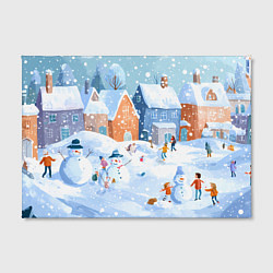 Холст прямоугольный Предновогодний день во дворе, цвет: 3D-принт — фото 2