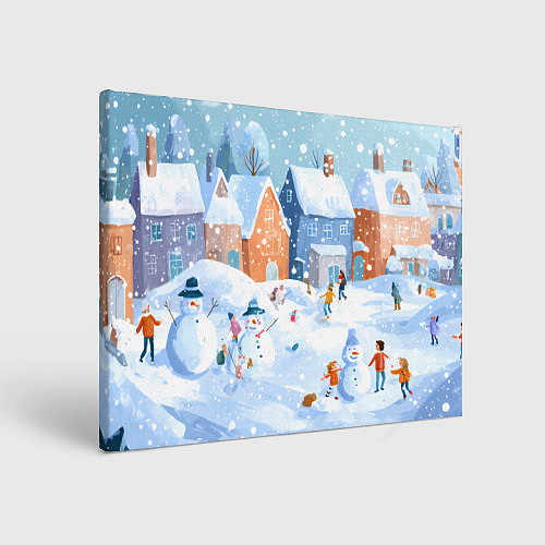 Картина прямоугольная Предновогодний день во дворе / 3D-принт – фото 1