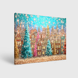 Картина прямоугольная Новогодний город в блестках