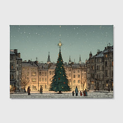 Холст прямоугольный Новогодняя елка во дворе, цвет: 3D-принт — фото 2