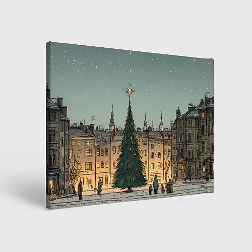 Картина прямоугольная Новогодняя елка во дворе / 3D-принт – фото 1