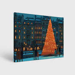 Картина прямоугольная Городская светящаяся елка