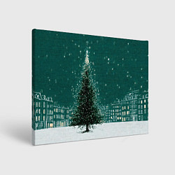 Картина прямоугольная Новый год в зеленом стиле
