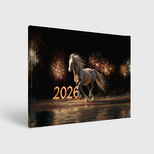 Картина прямоугольная 2026 Лошадь на фоне салюта / 3D-принт – фото 1