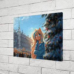 Холст прямоугольный Лошадка на новогодней площади, цвет: 3D-принт — фото 2