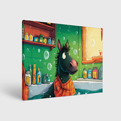 Картина прямоугольная Лошадь моется в ванной