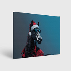 Холст прямоугольный Лошадь в новогоднем стиле, цвет: 3D-принт
