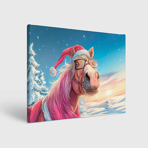 Картина прямоугольная Новогодняя лошадь в очках / 3D-принт – фото 1
