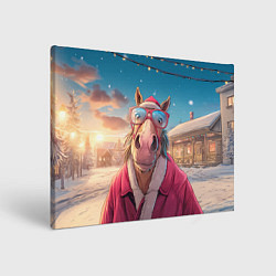 Холст прямоугольный Удивленная лошадь в очках, цвет: 3D-принт