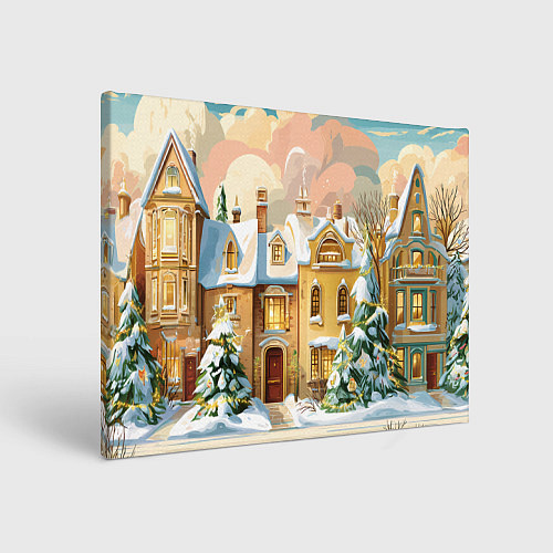 Картина прямоугольная Новогодний город / 3D-принт – фото 1