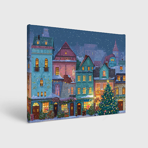 Картина прямоугольная Новогодний дворик / 3D-принт – фото 1