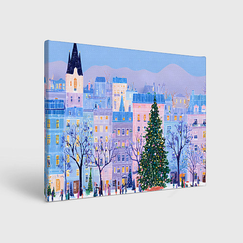 Картина прямоугольная Новогодний двор / 3D-принт – фото 1