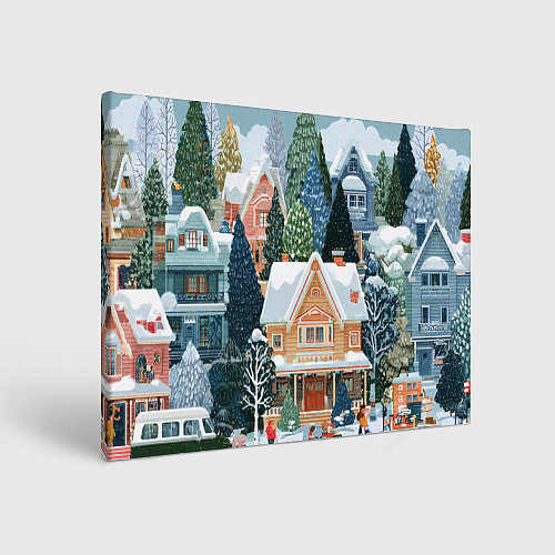 Картина прямоугольная Новогодний елочный двор / 3D-принт – фото 1