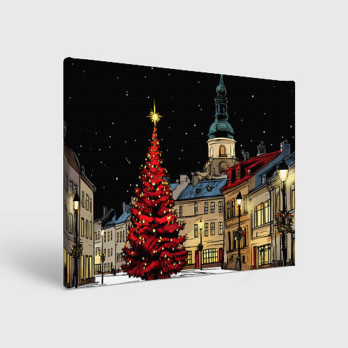 Картина прямоугольная Красная новогодняя елка / 3D-принт – фото 1