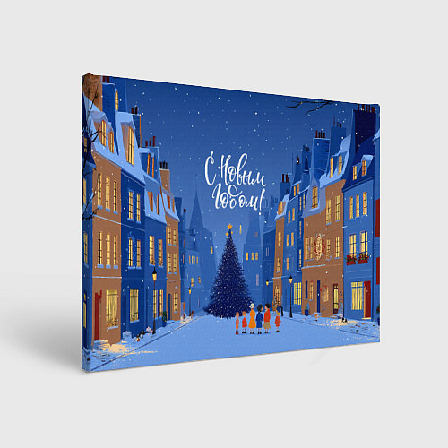 Картина прямоугольная С новым год - праздничный дворик / 3D-принт – фото 1