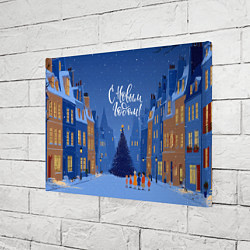 Холст прямоугольный С новым год - праздничный дворик, цвет: 3D-принт — фото 2