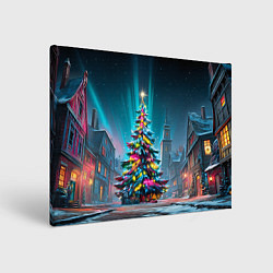 Картина прямоугольная Новогодняя елка в гирляндах