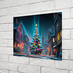 Холст прямоугольный Новогодняя елка в гирляндах, цвет: 3D-принт — фото 2