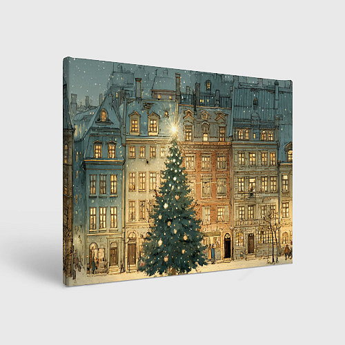 Картина прямоугольная Новогодний старый город / 3D-принт – фото 1