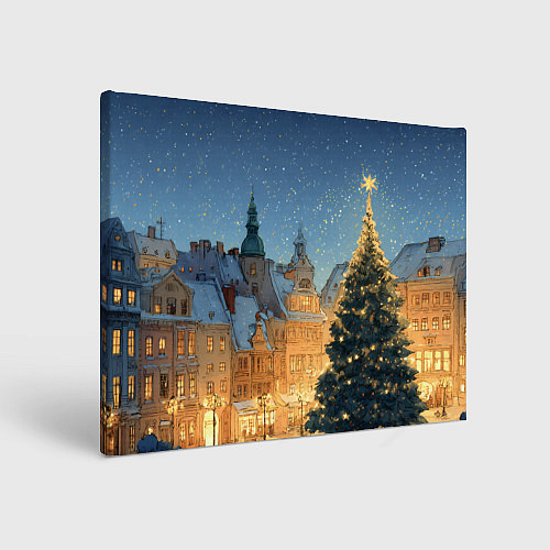 Картина прямоугольная Новый год в старом городе / 3D-принт – фото 1