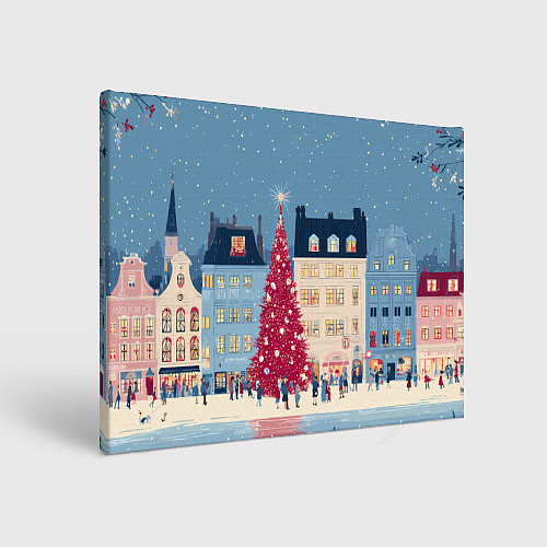 Картина прямоугольная Новогоднее гуляние у красной елки / 3D-принт – фото 1