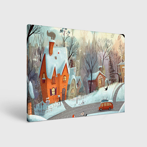 Картина прямоугольная Милый новогодний дворик / 3D-принт – фото 1