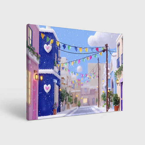 Картина прямоугольная Предновогодний праздничный дворик / 3D-принт – фото 1