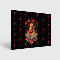 Картина прямоугольная Красная лошадь на фоне пирамиды