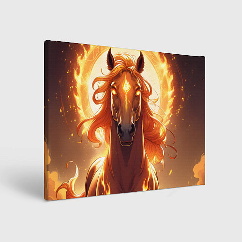 Картина прямоугольная Огненная лошадь в свечении / 3D-принт – фото 1
