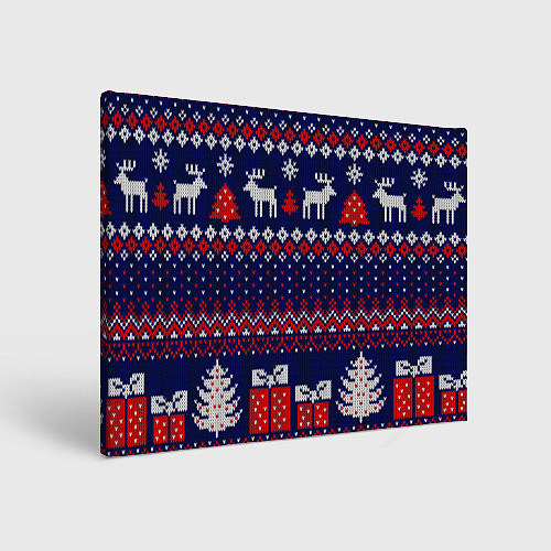 Картина прямоугольная Новогодний вязаный паттерн / 3D-принт – фото 1