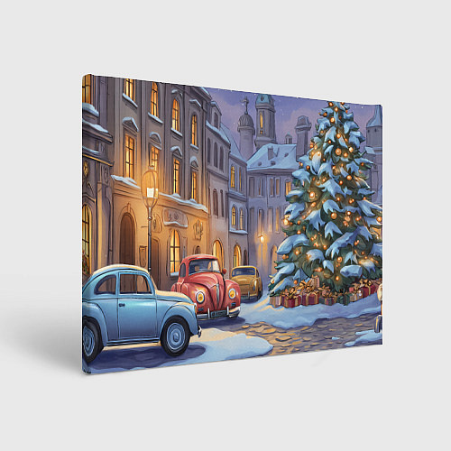 Картина прямоугольная Новогодний снежный двор / 3D-принт – фото 1