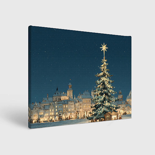 Картина прямоугольная Новогодняя атмосфера в городе / 3D-принт – фото 1