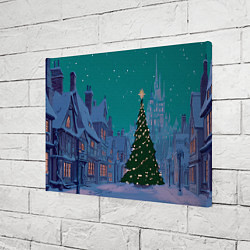 Холст прямоугольный Зеленая новогодняя елка во вдоре, цвет: 3D-принт — фото 2