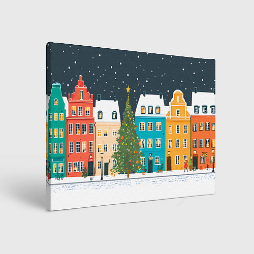 Картина прямоугольная Новогодний снежный город / 3D-принт – фото 1