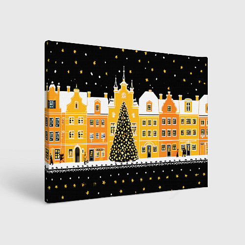 Картина прямоугольная Новогодняя ночь в городе / 3D-принт – фото 1
