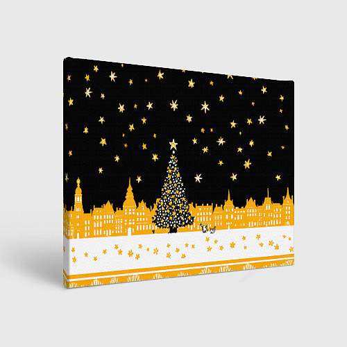Картина прямоугольная Новый год в черно-желтом стиле / 3D-принт – фото 1