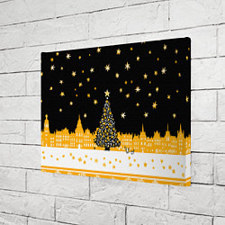 Холст прямоугольный Новый год в черно-желтом стиле, цвет: 3D-принт — фото 2