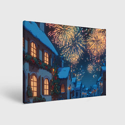 Холст прямоугольный Праздничный новогодний салют, цвет: 3D-принт